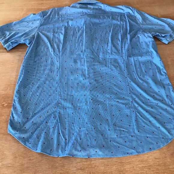 Butter Cloth Shirt Men 2XL Blue Geometric Button Up Short Sleeve Collared 17362 - Picture 2 of 10